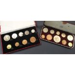 A George VI, 1950 proof set, half crown - farthing, unc, in red card Royal Mint, boxed, together