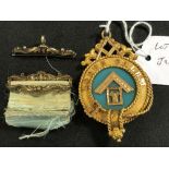Masonic Interest - an 18ct gold Masonic jewel with blue enamel centre, presented in 1875 to Robert