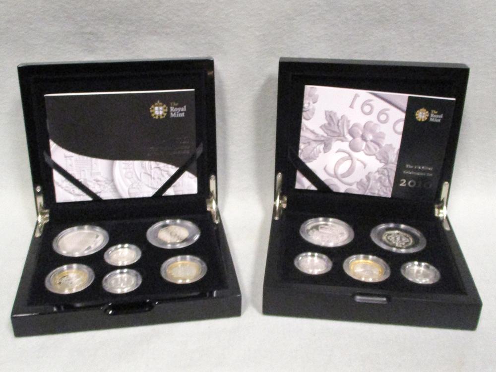 Royal Mint 2010 UK silver celebration set together with a 2011 silver celebration set (both