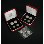 An Edward VII 1907 four coin Maundy set, boxed unc and a 1943 four coin Maundy set, boxed unc and