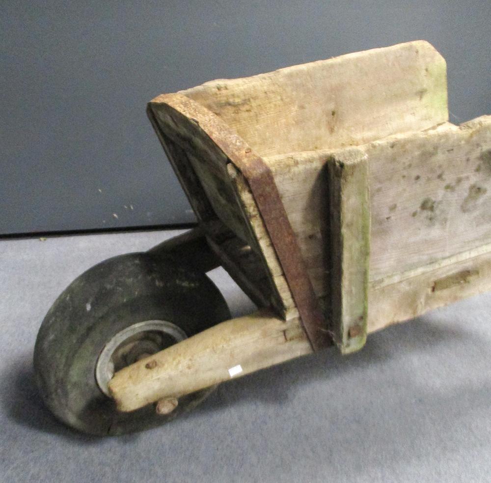 A WWII Aircraft wheel, fitted to a wood garden wheelbarrow - Image 2 of 3