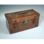 William Cartwright, Norwich, a leather cartridge case, the two compartment interior with paper label