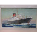 J Lopez, The SS "City of Paris" at Buenos Aires, signed lower right with initials "AVL 1902",