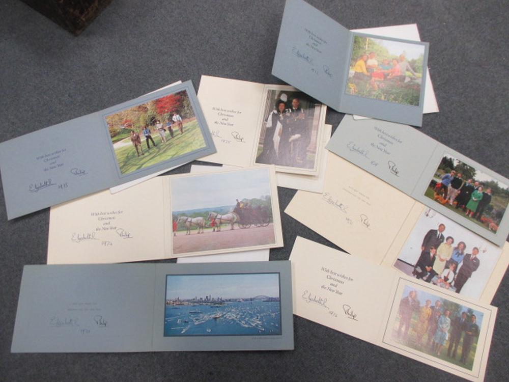 Eight HM Queen Elizabeth II and HRH Prince Philip, Duke of Edinburgh, signed Christmas cards,