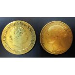 Two Gold sovereigns 1820, about F and 1864 VF (2)