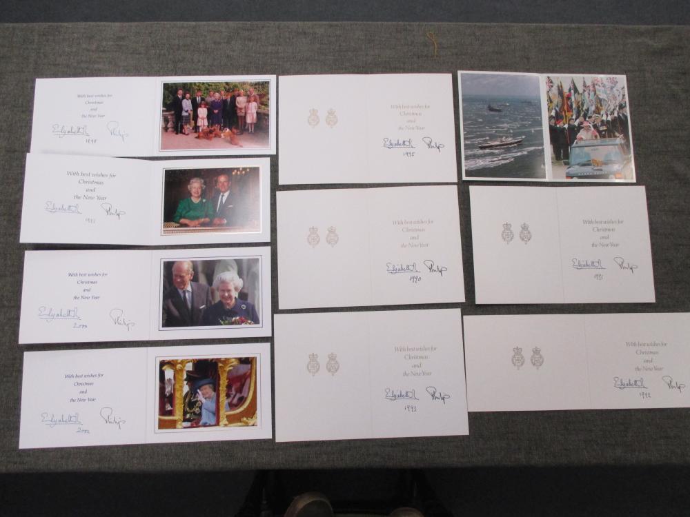 Five HM Queen Elizabeth II and HRH Prince Philip, Duke of Edinburgh signed Christmas cards for 1995,