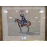 English School (19th Century), A Signaller on horseback at the gallop, watercolour, 22 x 28cm (8.5 x