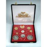 Republic d'Haiti 1973, 9 coin gold and silver Gourdes set, mint run of 1250 with original Spink