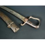 A 19th century Devon Yeomanry cavalry sword, the metal scabbard, stamped D over 61, the sword