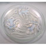 Verlys, France, an opalescent glass charger, moulded with floral decoration, moulded mark,