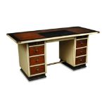 Authentic Models', an ivory finished Captain's desk, the rectangular top supported on a pair of