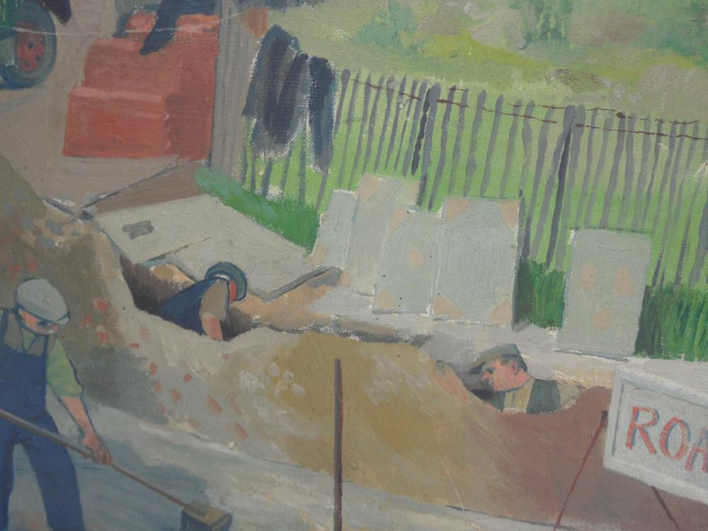 § Evelyn Mary Dunbar, NEAC, RWS, ARCA (British, 1906-1960) Roadworks signed lower left "Evelyn - Image 4 of 9