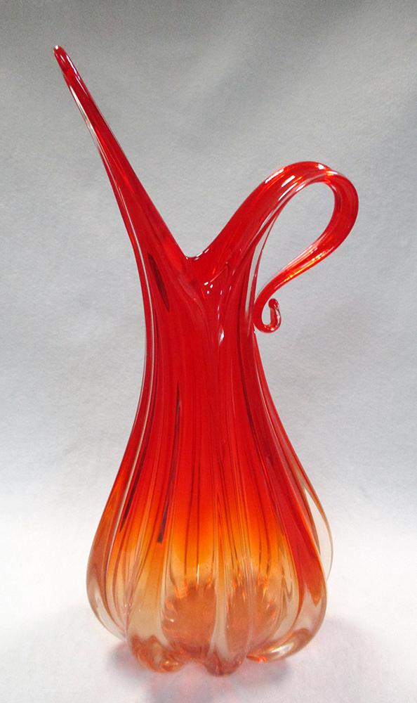 A large Barovier & Toso Murano red glass ewer form vase, with loop handle, unsigned 48cm (19in) - Image 3 of 3