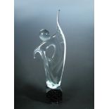 Alfredo Rossi for Murano, a clear glass figural sculpture, the stylised figure mounted to a textured