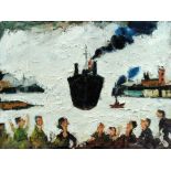 § Simeon Stafford (British, b. 1956) Tanker Arriving signed lower left "Simeon" and dated