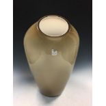 A large Schott Zweisel overlay glass vase, the mushroom overlay vessel with polished rim, etched