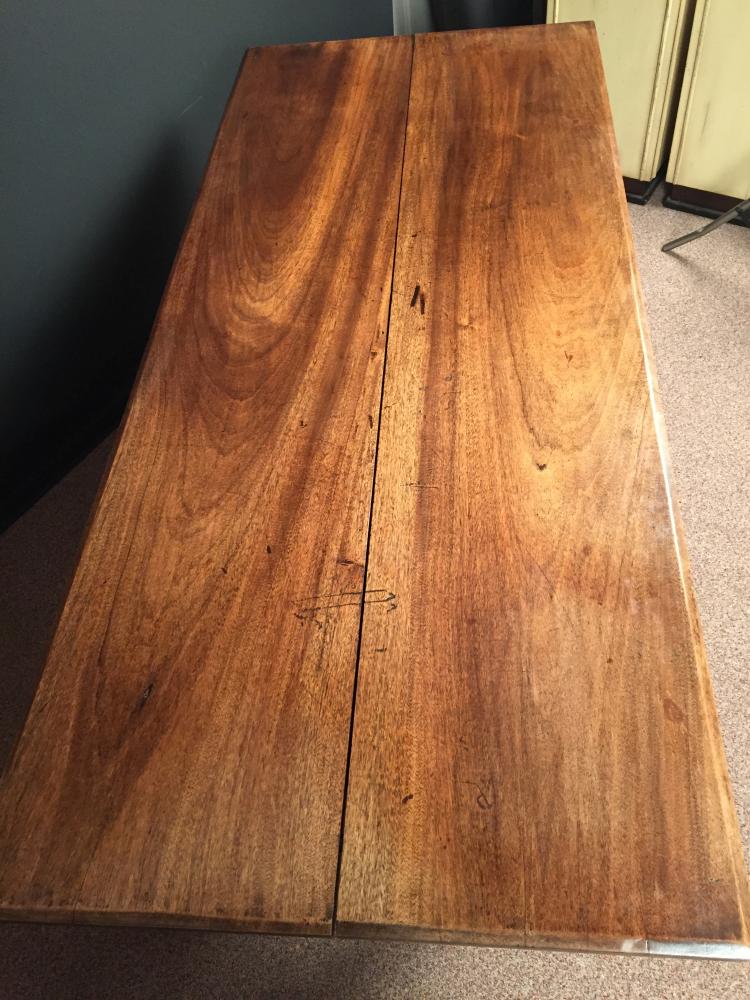 An Arts & Crafts walnut refectory table, the rectangular top supported to either end by a pair of - Image 3 of 5