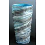 Cenedese for Murano, an art glass vase, the tapering body in swirling grey and blue, signed to