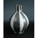 A large Cross Keys Pottery vase, the baluster form decorated in bands of black and white,