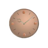 A Smith's peach mirrored glass wall clock, the dial with black and red enamelled Roman numerals 38cm