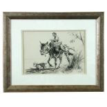 § Terence Tenison Cuneo, CVO, OBE, RGI, FGRA (British, 1907-1996) Traveller on a donkey with a dog