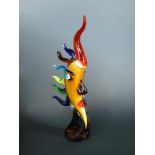 Mario Badioli for Murano, an abstract glass head in profile, the multi coloured glass model with
