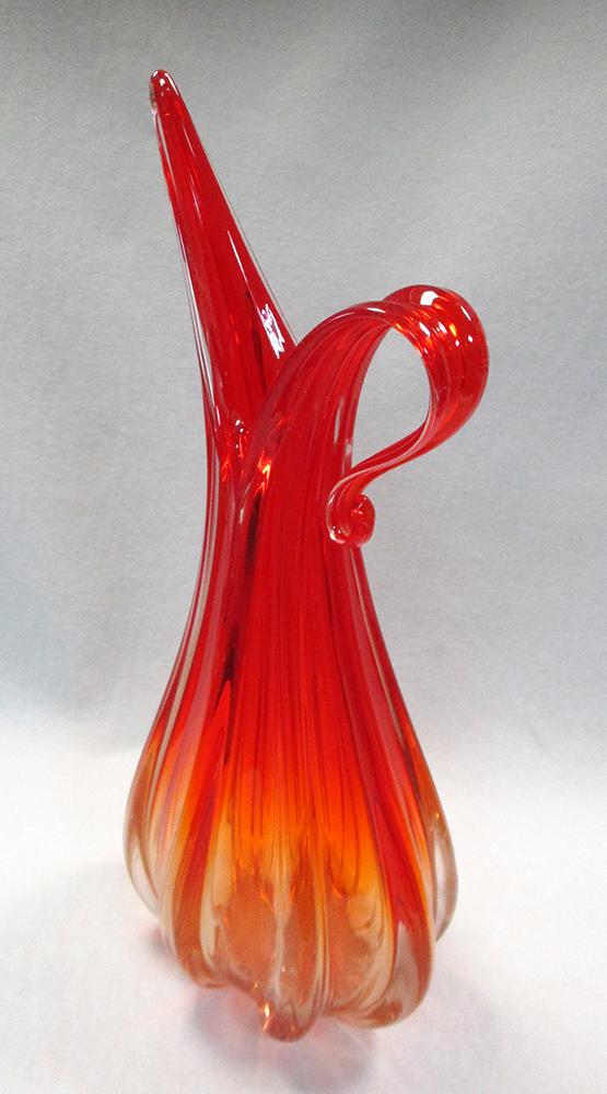 A large Barovier & Toso Murano red glass ewer form vase, with loop handle, unsigned 48cm (19in) - Image 2 of 3