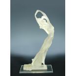 An Art Deco style moulded resinous figure of a lady, mounted to a plinth base 56cm (22in)