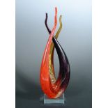 Stefano Toso for Murano, a contemporary glass sculpture, the three entwined uprights with