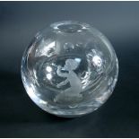 Vicke Lindstrand for Orrefors, a glass 'Bubble' vase circa 1938, engraved by Karl Rossler, the