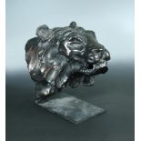 § José-Maria David (French, 1944-2015), Tiger's Head in bronze, signed and numbered 5/8 26cm (10in)