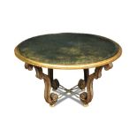 Pierre Dariel, known as Dolt, a mirror top coffee table, the distressed mirror top on giltwood frame