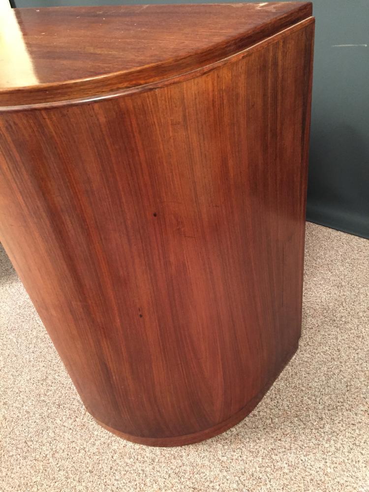 Betty Joel, an Art Deco walnut side table, 1937, the D-shaped top above two central frieze drawers - Image 4 of 6