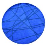 Rug Couture, a large modern blue circular 'Sluggie' carpet 300cm (117in)