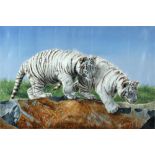 § Pip McGarry (British, b. 1955) White tigers signed and dated lower right "Pip McGarry / 2011"