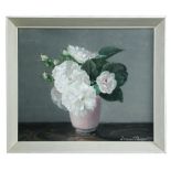 § Leonard Daniel Philpot (British, 1877-1976) "Pink and White" - a still life of white roses in a