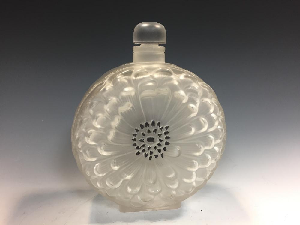 A large Lalique 'Dahlia' pattern scent bottle and stopper, moulded as a flower head, wheel etched - Image 2 of 3