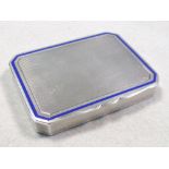 An Art Deco silver and enamel cigarette case, London, 1932, the engine turned case with blue