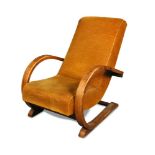 A 1930's bentwood cantilever armchair, with mustard upholstery 81 x 63 x 95cm (32 x 25 x 37in)