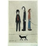§ Laurence Stephen Lowry, RA (British, 1887-1976) Three Men and a Cat signed lower right in pen "L S