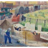 § Evelyn Mary Dunbar, NEAC, RWS, ARCA (British, 1906-1960) Roadworks signed lower left "Evelyn