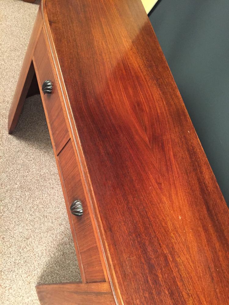 Betty Joel, an Art Deco walnut side table, 1937, the D-shaped top above two central frieze drawers - Image 2 of 6