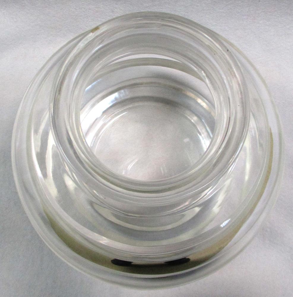 A 20th century Architectural clear glass vase, the bomb-shaped vase with horizontal ribbing, - Image 2 of 3