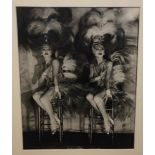 Atlas Gallery, a black and white print of dancers at the Folies Bergère 34 x 27cm (13 x 11in)