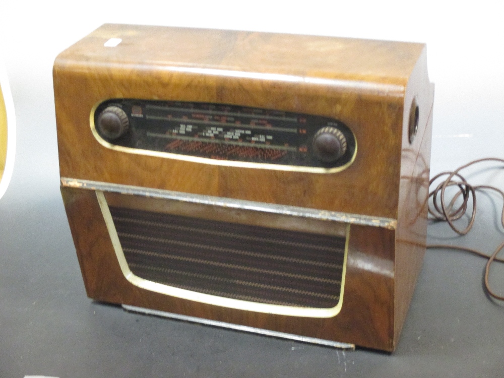 A 1930's McMichael record player and radio in a walnut case