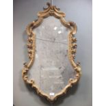 A Gilt framed wall mirror, moulded frame - cracked plate
