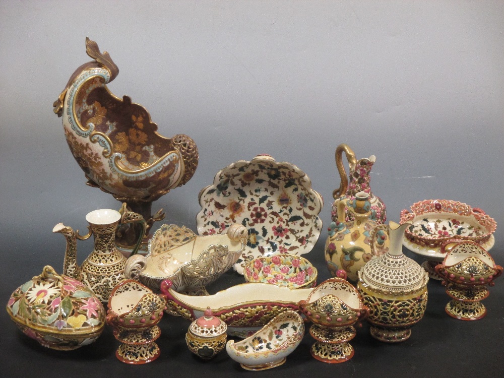 A collection Zsolnay and Fischer wares, mostly reticulated - Image 5 of 5