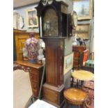 A mahogany long case Scottish clock by Falkirk Coleman and Co with silvered dial and associated