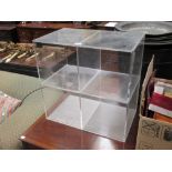 A perspex coffee table, shoe stand and coffee table (3)