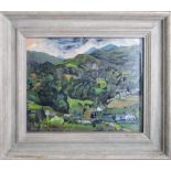 Susan Horsfield (British, b. 1929) Landscape signed "Susan Horsfield '99" oil on board 18 x 23cm (